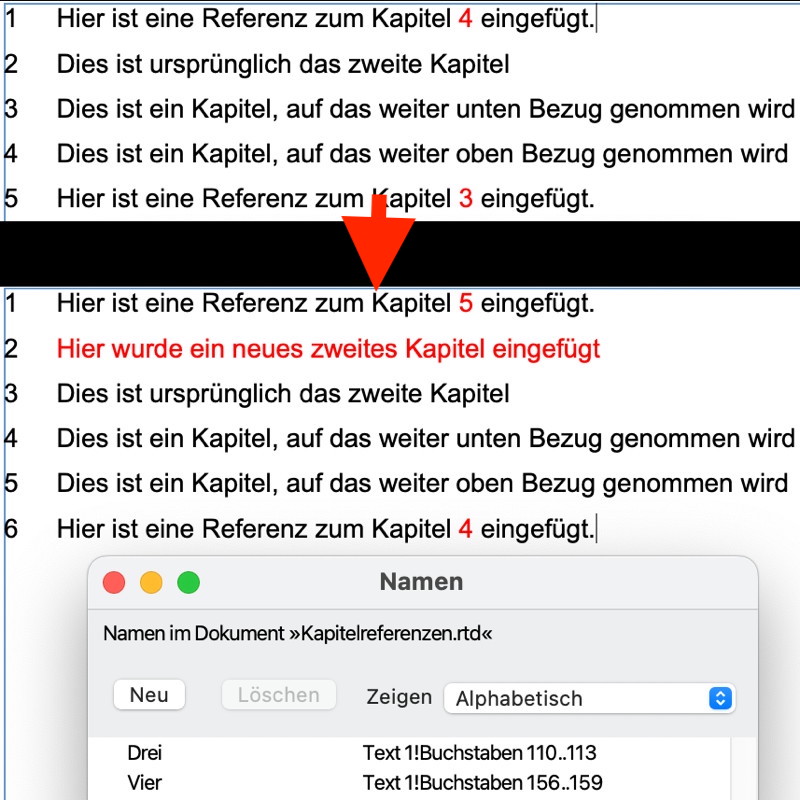 Automatische Anpassung von Kapitelreferenzen